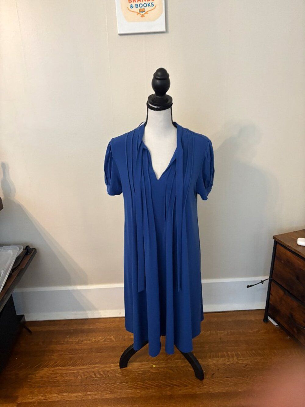 London Times Royal Blue Pleated Shift Dress – Size 8